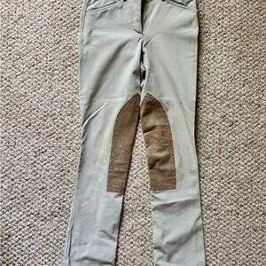 RJ Classics Kids Beige/Grey Riding Jodhpurs with Brown Knee Patches